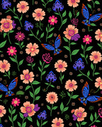 Bright Floral Butterfly Pattern Rug