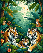 Vibrant Jungle Tiger Scene Rug