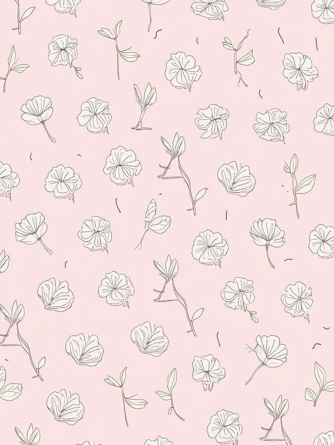 Delicate Floral Sketch Pattern Rug
