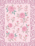 Pastel Pink Rose Floral Border Rug