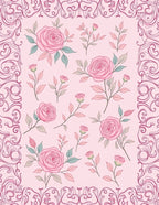 Pastel Pink Rose Floral Border Rug