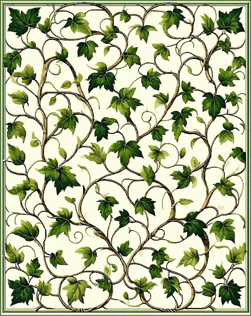Green Ivy Vine Nature Pattern Rug