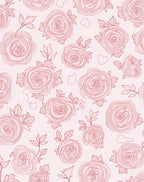 Pink Rose Sketch Pattern Rug