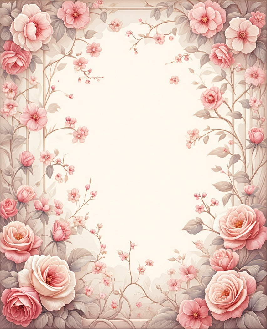 Elegant Pink Floral Branches Rug