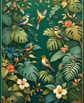 Enchanting Tropical Bird Floral Design Rug