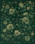 Dark Floral Garden Pattern Rug