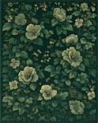 Dark Floral Garden Pattern Rug