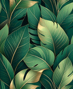 Lush Tropical Leaf Gold Outline Design Rug
