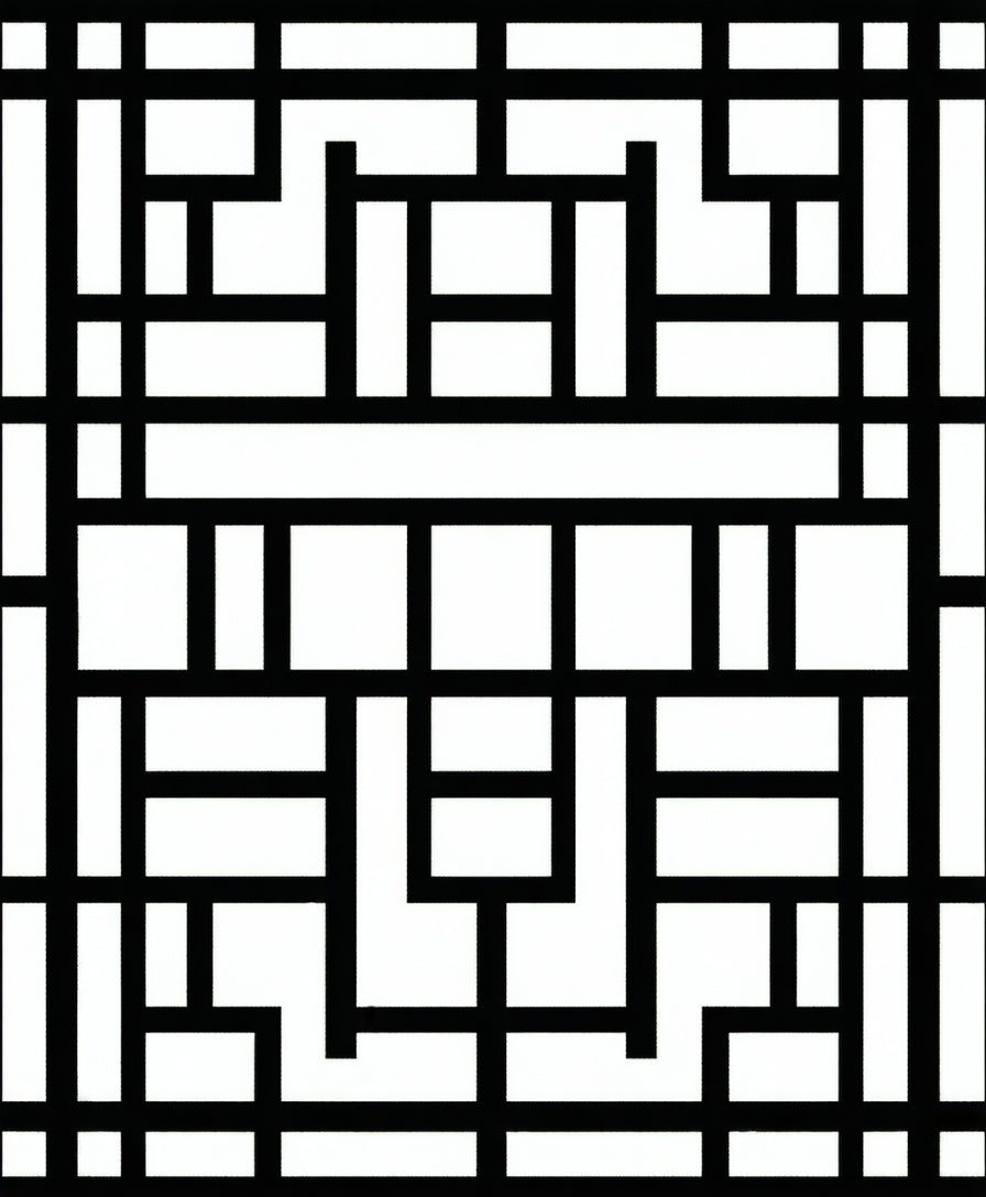 Abstract Black White Geometric Design Rug