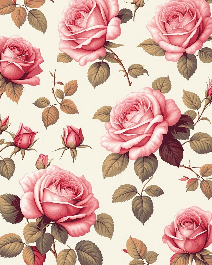 Vintage Pink Rose Garden Fabric Rug