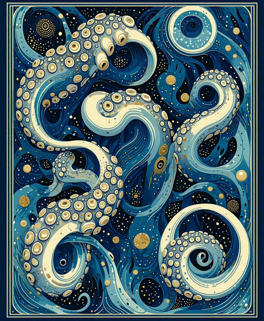 Whimsical Octopus Celestial Pattern Rug