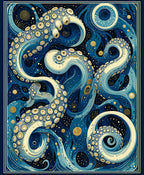 Whimsical Octopus Celestial Pattern Rug