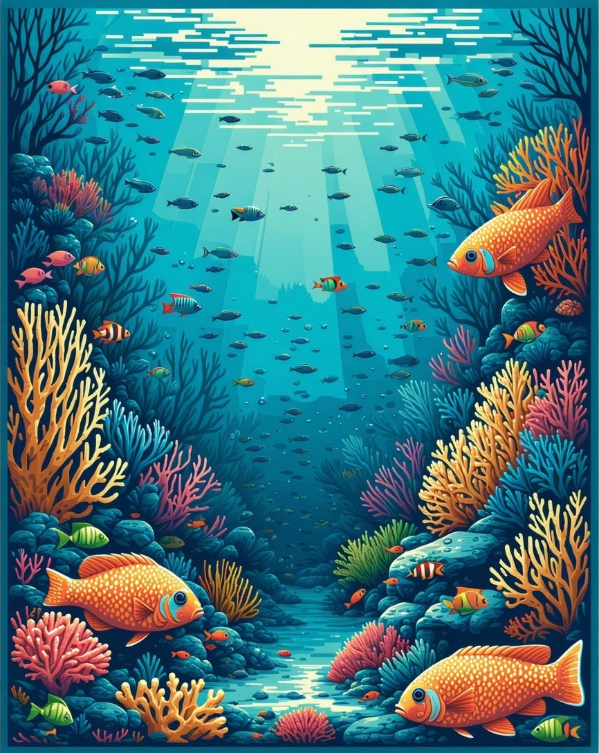 Coral Reef Fish Underwater Scene Rug