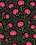 Pink Floral Vine Patterned Rug