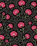 Pink Floral Vine Patterned Rug