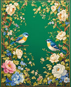 Floral Birds On Green Background Rug Design Rug