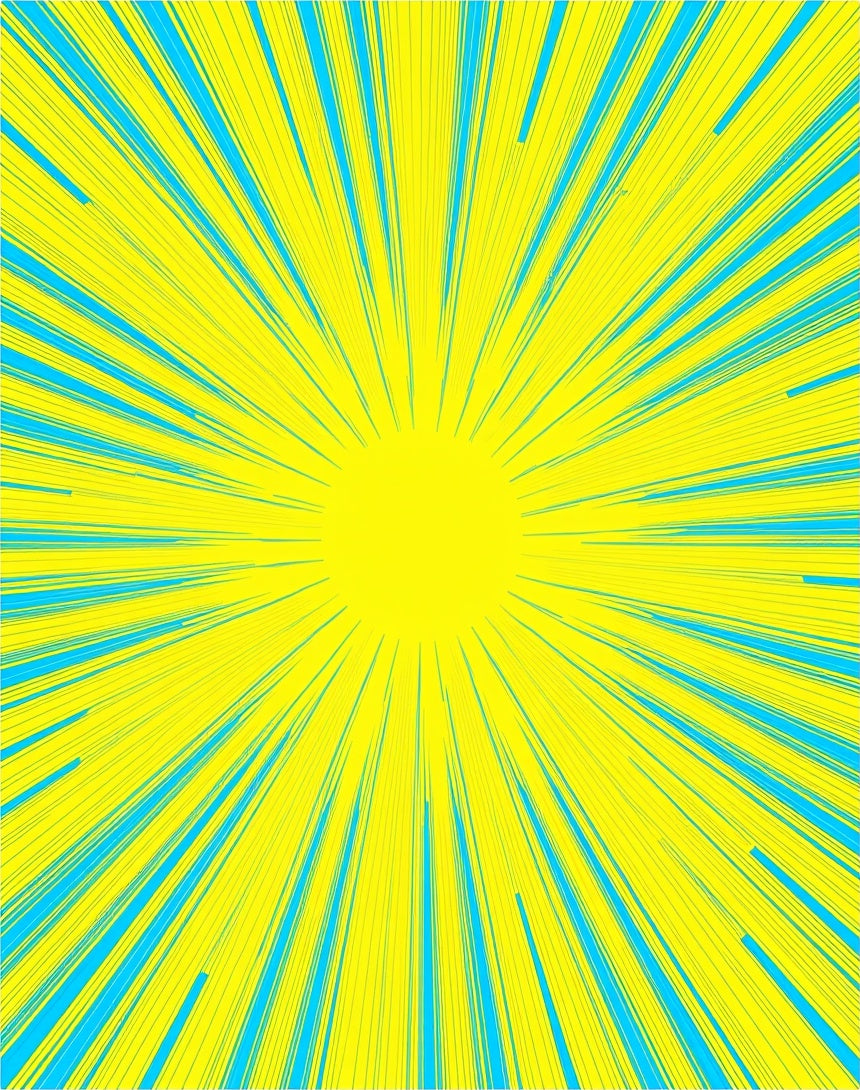 Vivid Yellow Blue Burst Pattern Rug