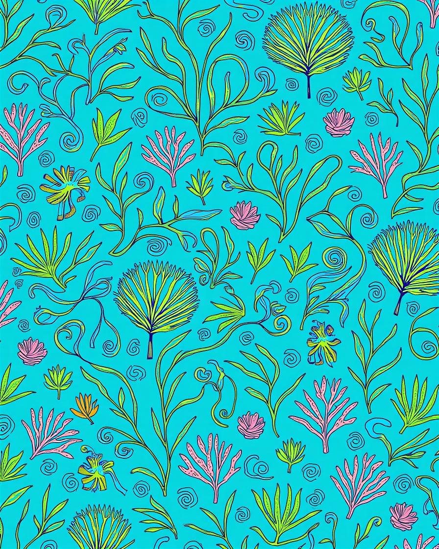 Tropical Sea Life Pattern Rug