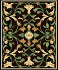 Gold And Green Floral Pattern Rug