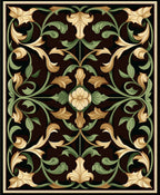 Gold And Green Floral Pattern Rug