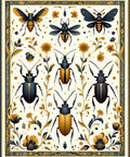 Entomology Art Nouveau Insect Floral Pattern Rug