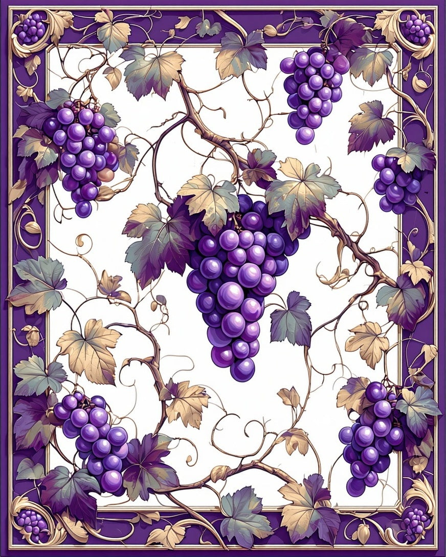 Purple Grapes Vine Pattern Rug