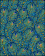 Peacock Feather Patterned Vibrant Design Rug