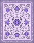 Purple Floral Scrollwork Geometric Border Rug