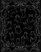 Whimsical Cat Illustrations In Black White Rug