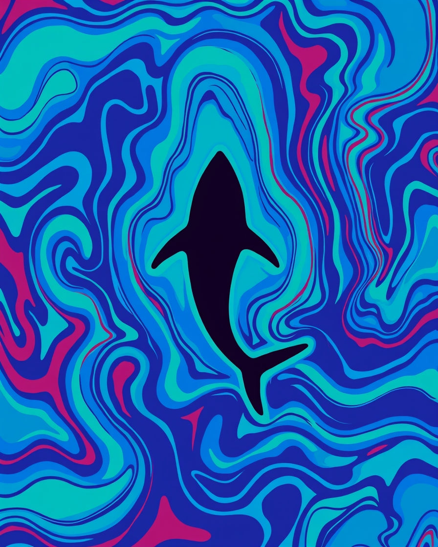 Shark In Psychedelic Water Pattern Rug