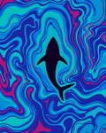 Shark In Psychedelic Water Pattern Rug