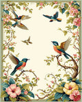 Vintage Birds Blossoms Pattern Rug