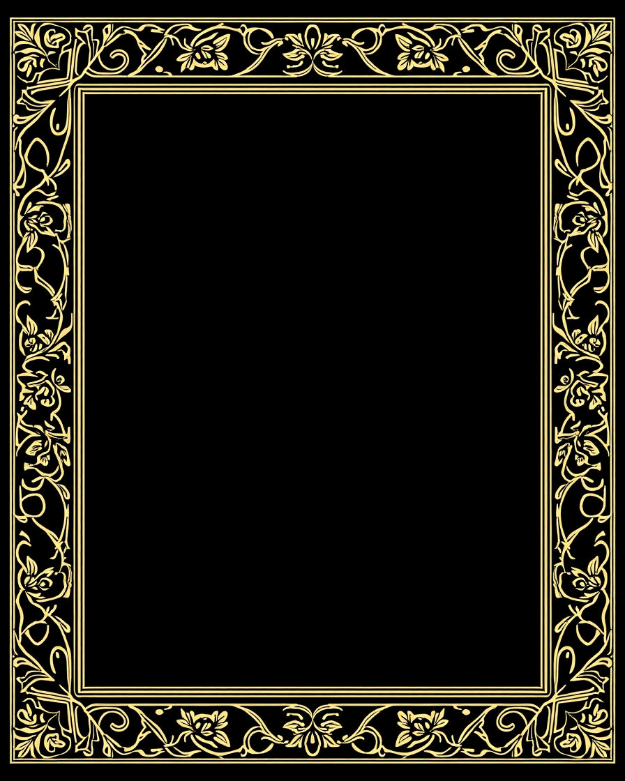 Ornate Floral Scroll Border Design Rug