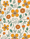 Whimsical Orange Floral Pattern Rug