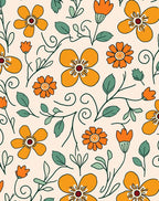 Whimsical Orange Floral Pattern Rug