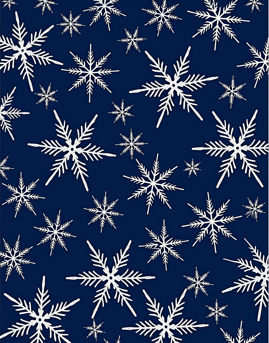 White Snowflakes On Deep Blue Rug