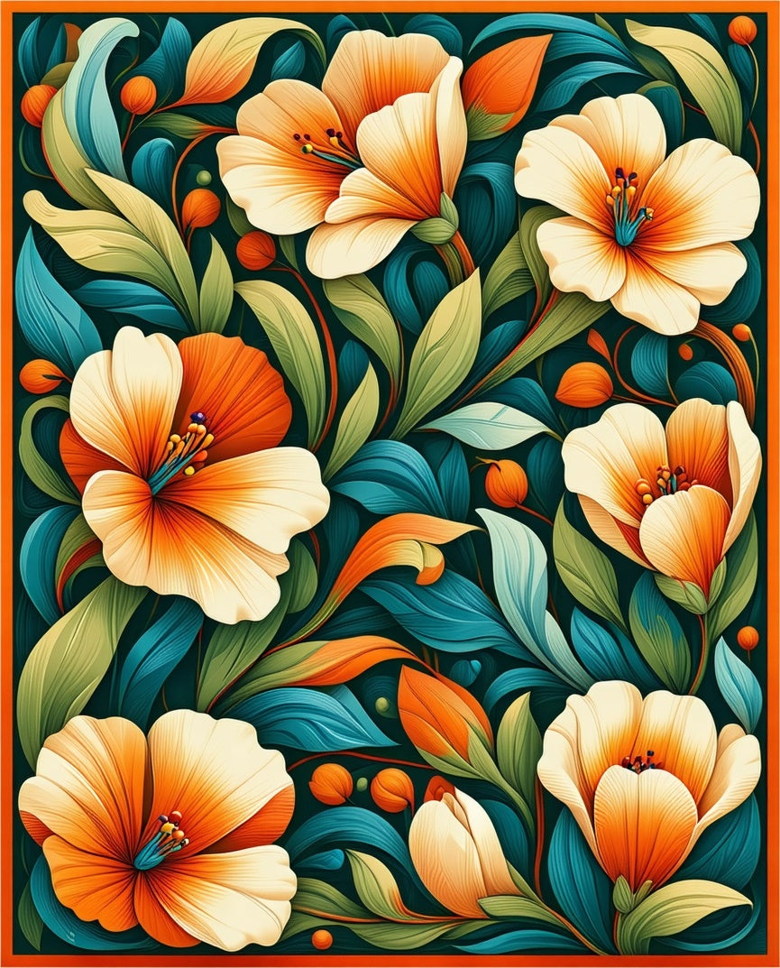 Vibrant Tropical Floral Pattern Rug