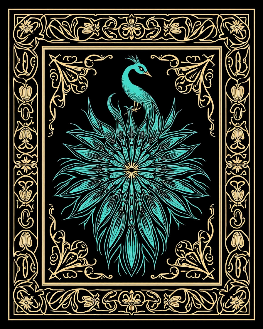 Peacock Mandala Patterned Art Rug