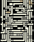 Monochrome Abstract Geometric Maze Rug