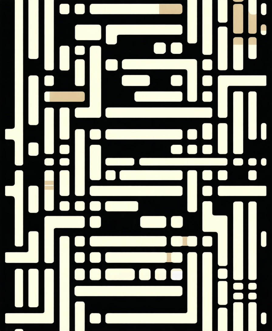 Monochrome Abstract Geometric Maze Rug