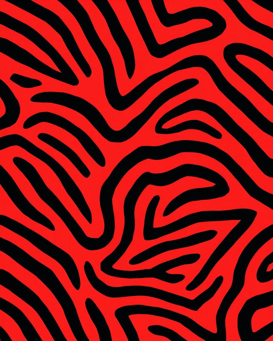 Bold Red Black Abstract Stripes Rug