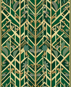 Art Deco Geometric Emerald Floral Pattern Rug