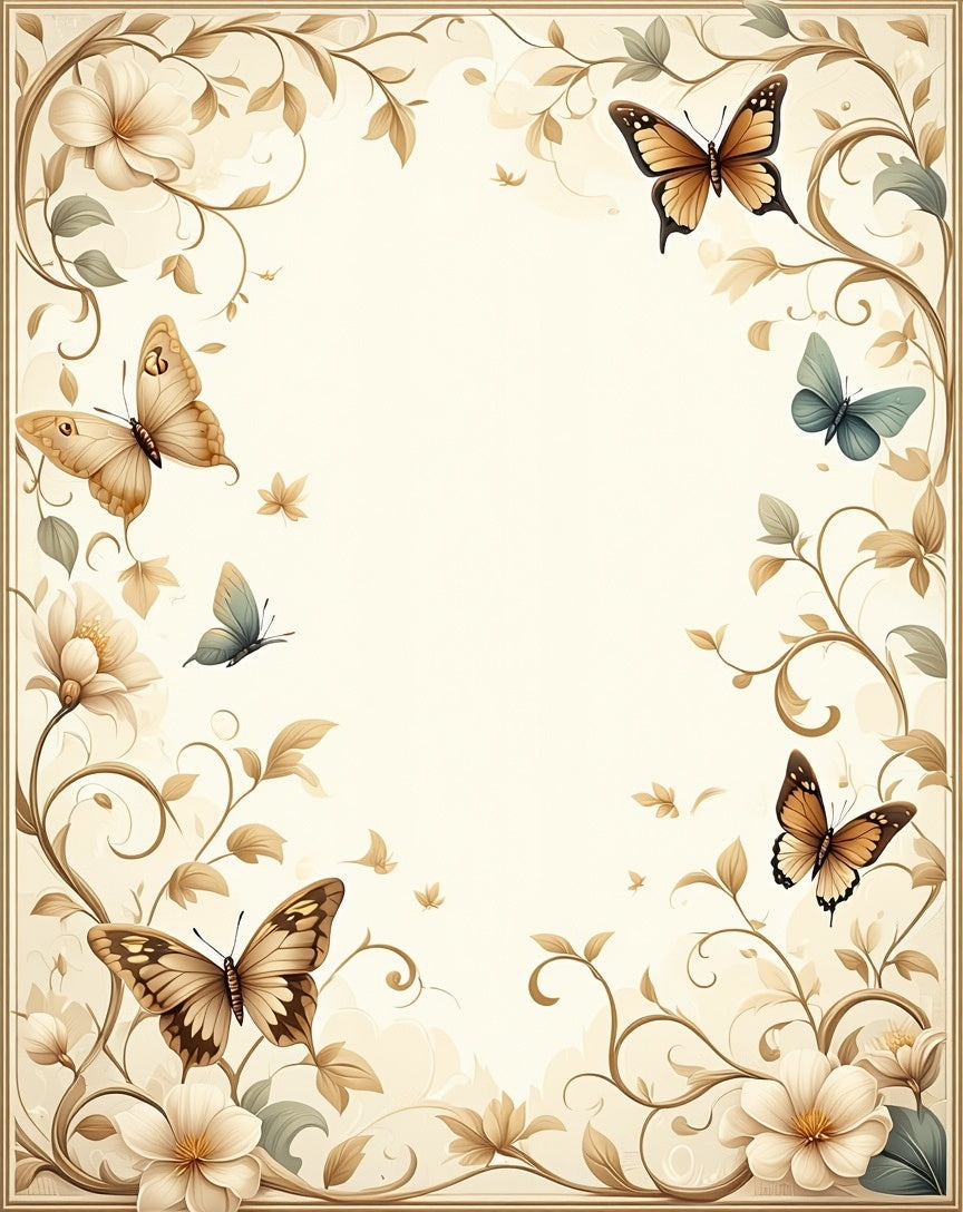 Elegant Butterfly Floral Vines Design Rug