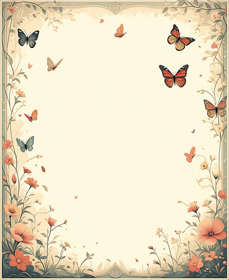 Vintage Floral Butterfly Garden Rug