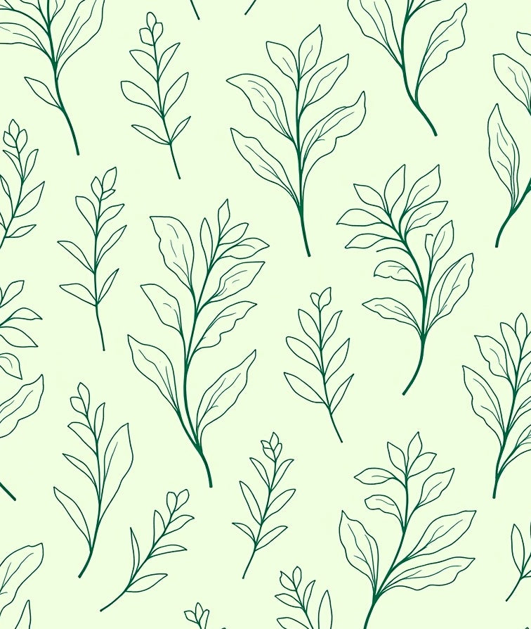 Minimalist Green Leaf Botanical Pattern Rug