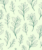 Minimalist Green Leaf Botanical Pattern Rug