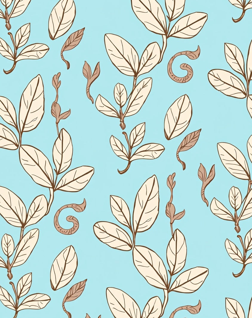 Botanical Leaf Swirl Pattern Design Rug