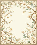 Delicate Floral Vine Border Design Rug
