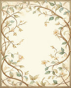 Delicate Floral Vine Border Design Rug
