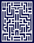 Navy White Geometric Maze Pattern Rug